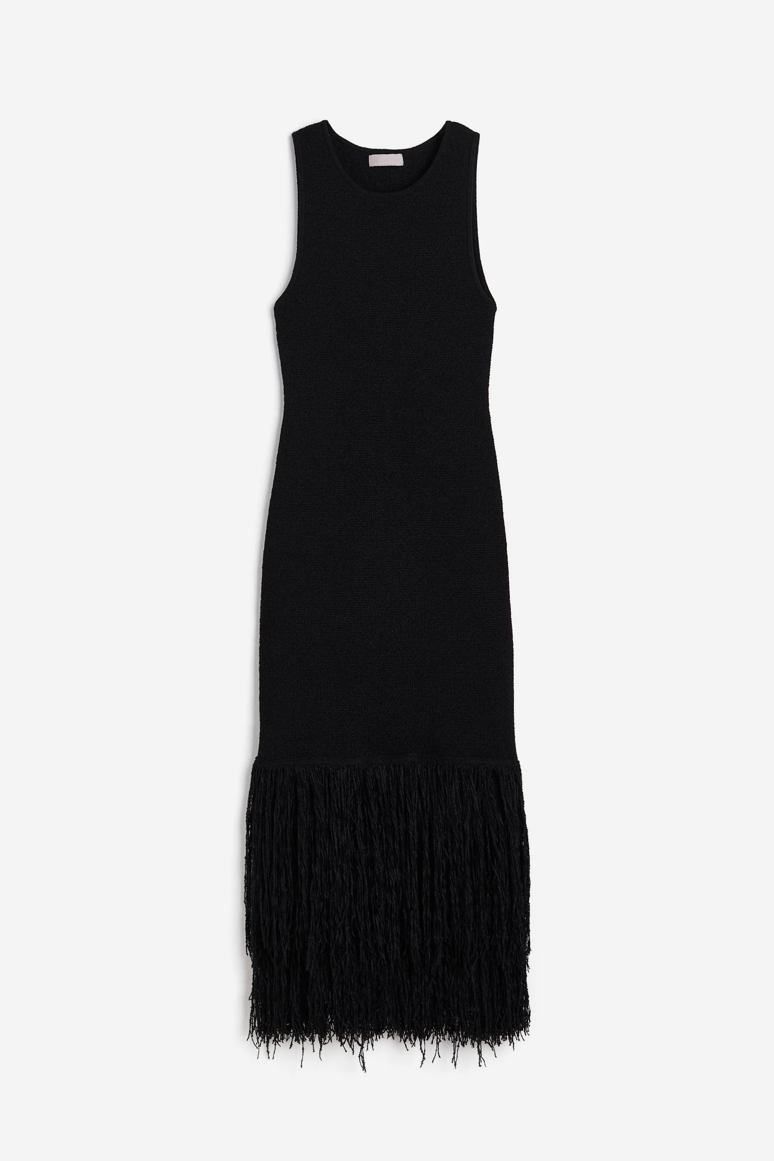 H&M Fringe-trimmed Knit dress, black