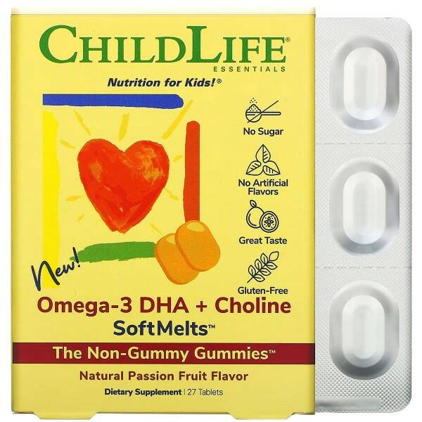 Omega-3 DHA + Choline SoftMelts 27 tablets, ChildLife