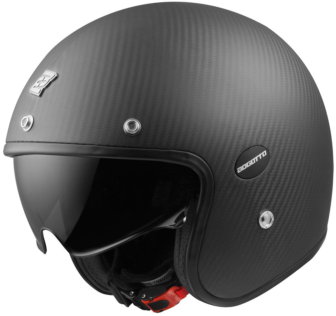 Bogotto V587 Carbon jet helmet with removable liner, black