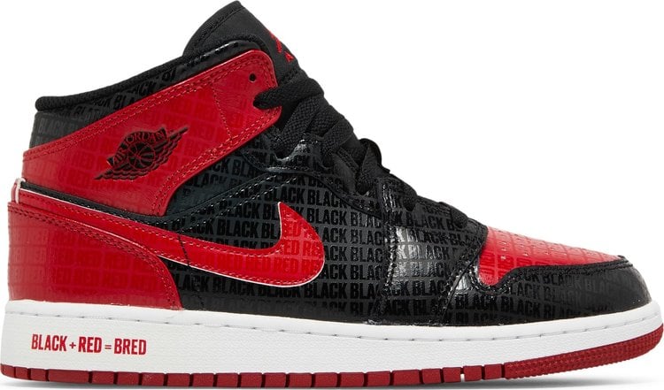 Air Jordan 1 Mid SS GS Black + Red = Bred, black