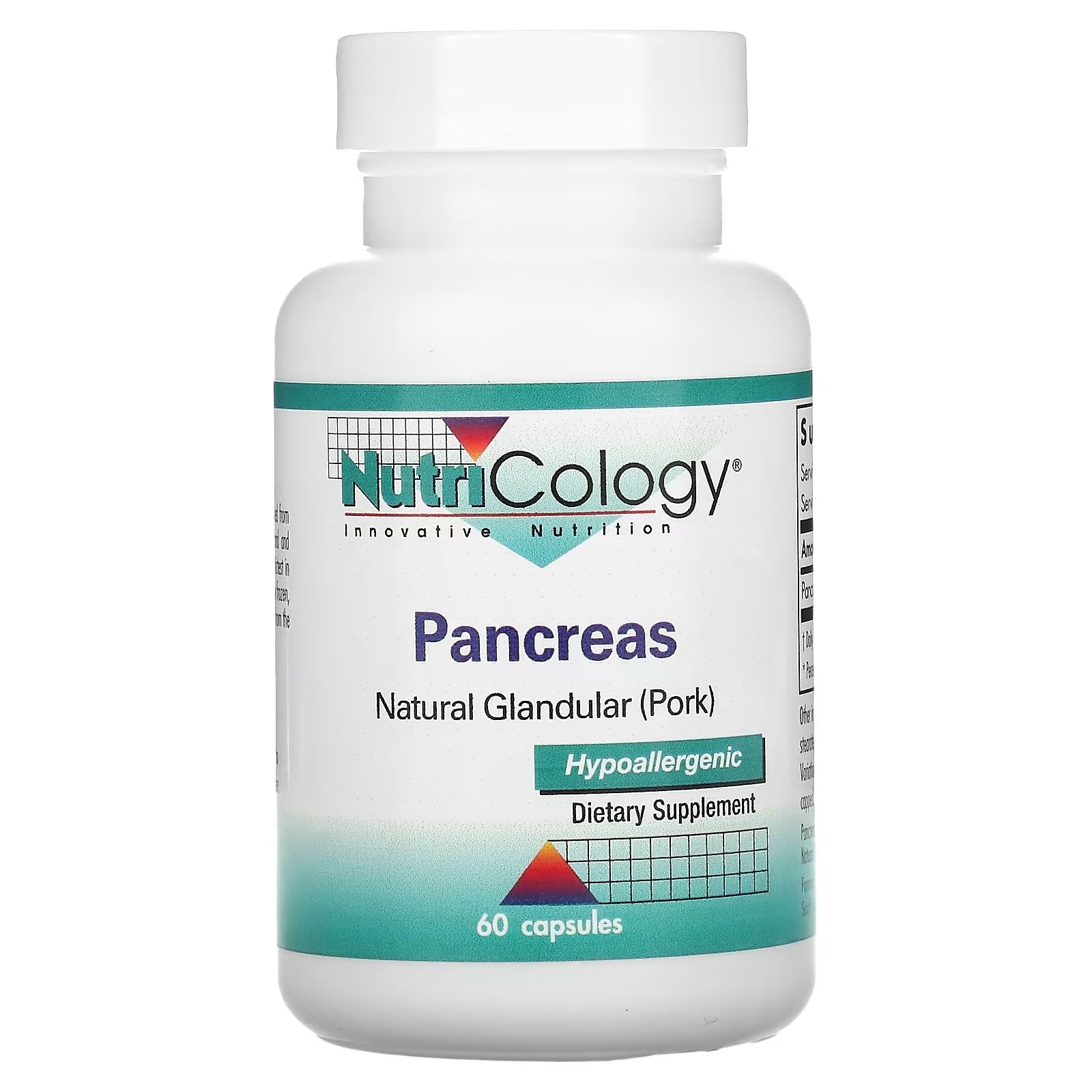 Nutricology Pancreas Natural Glandular Tissue Pork, 60 Vegetable Capsules