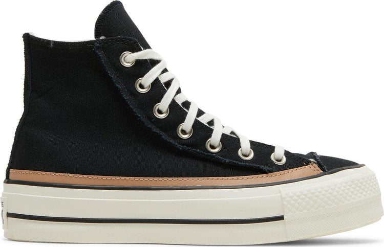 Sneakers Converse Wmns Chuck Taylor All Star Raw Edge Platform High Black Champagne Tan, black