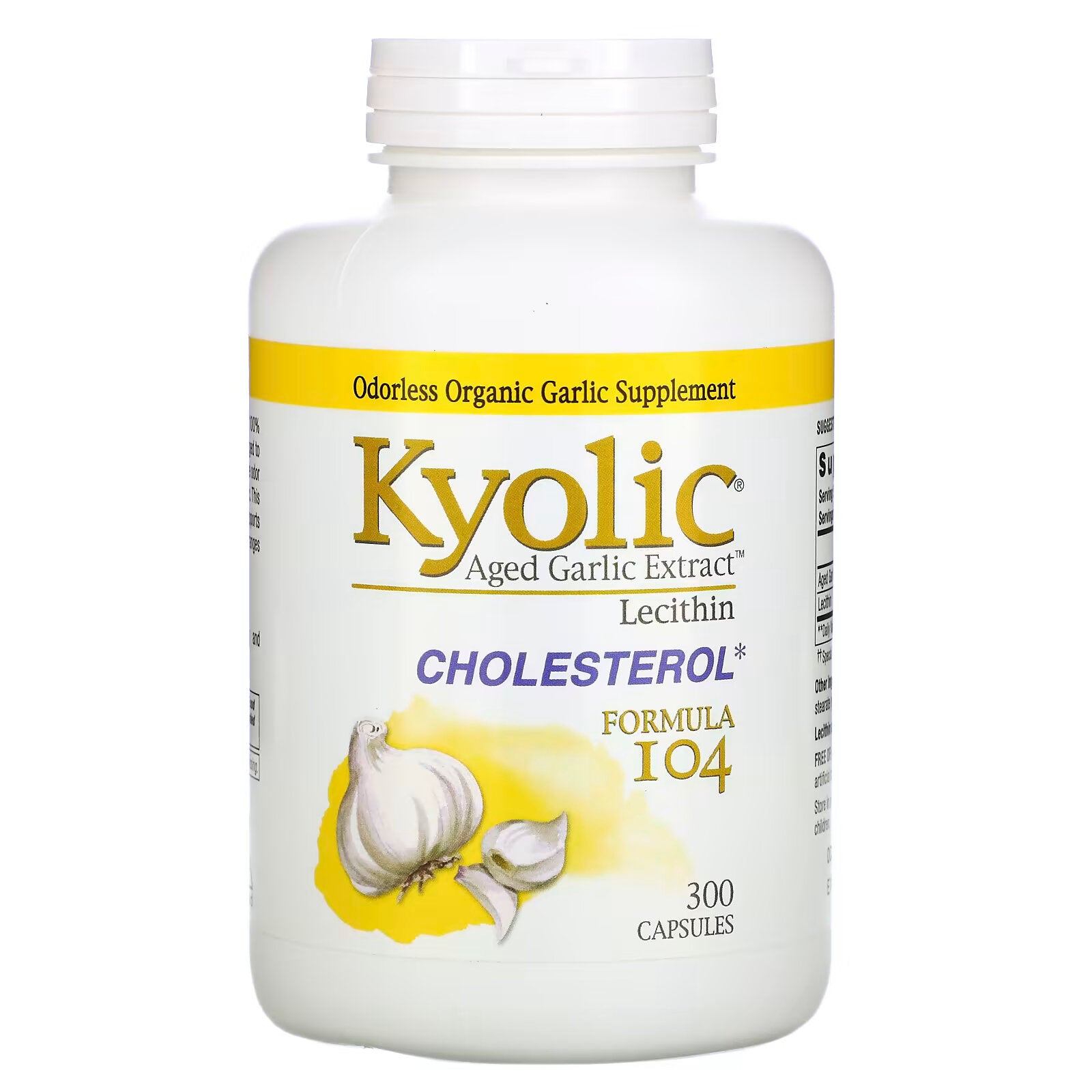 Kyolic, Aged Garlic Extract, Garlic Lecithin, Cholesterol Lowering Formula 104, 300 Capsules