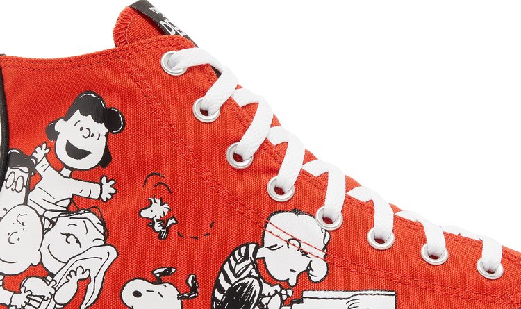 حذاء رياضي كونفيرس Peanuts x Chuck Taylor All Star High Snoopy and Friends باللون الأحمر