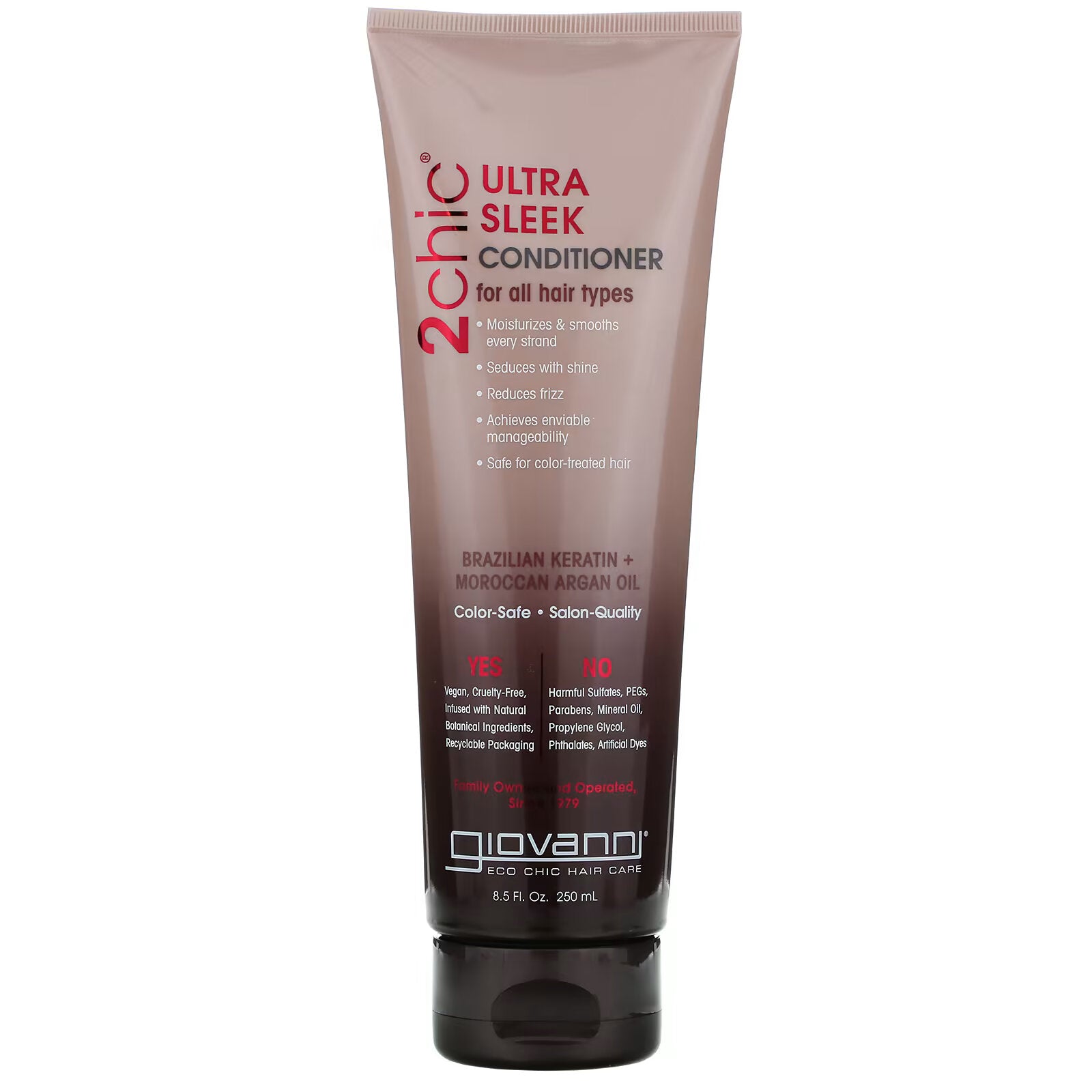 Giovanni, 2chic, ultra-shine conditioner, for all hair types Brazilian Keratin & Moroccan Argan Oil, 250 ml (8.5 fl oz)