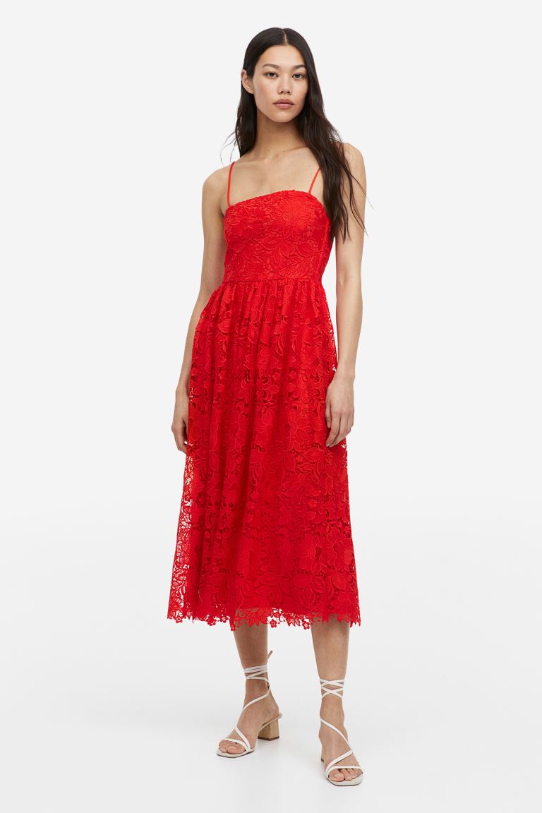 H&M lace bandeau dress, red