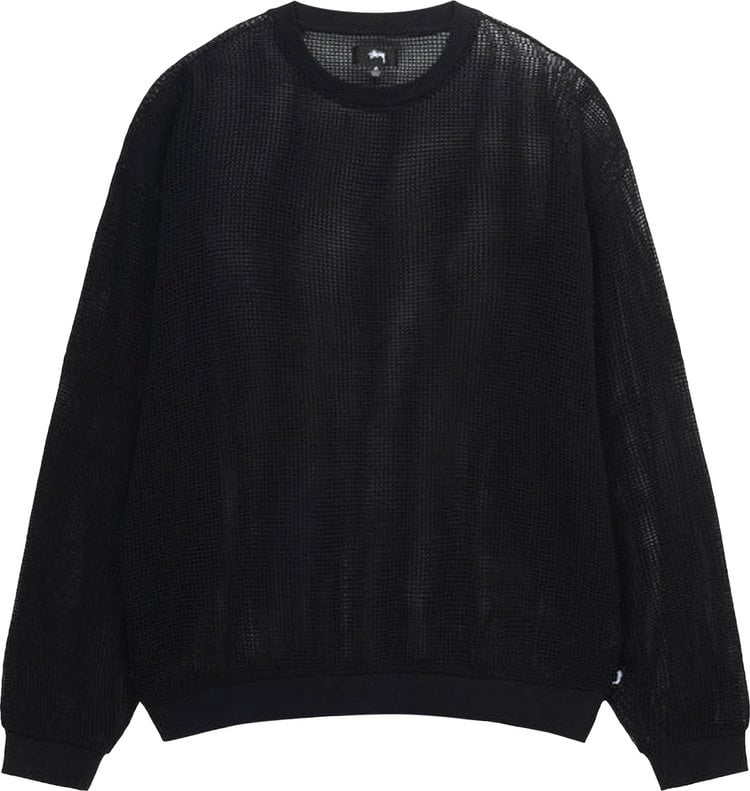 Stussy Cotton Mesh Long-Sleeve Crew 'Black', black