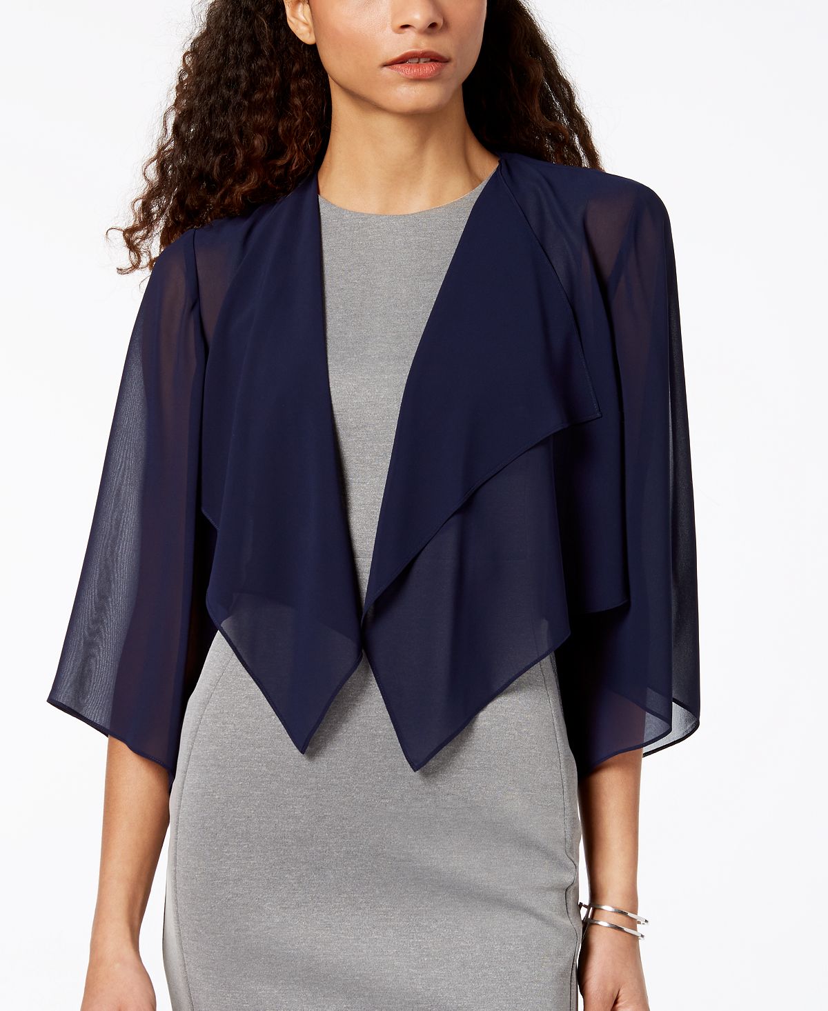 Alex Evenings chiffon cape, blue