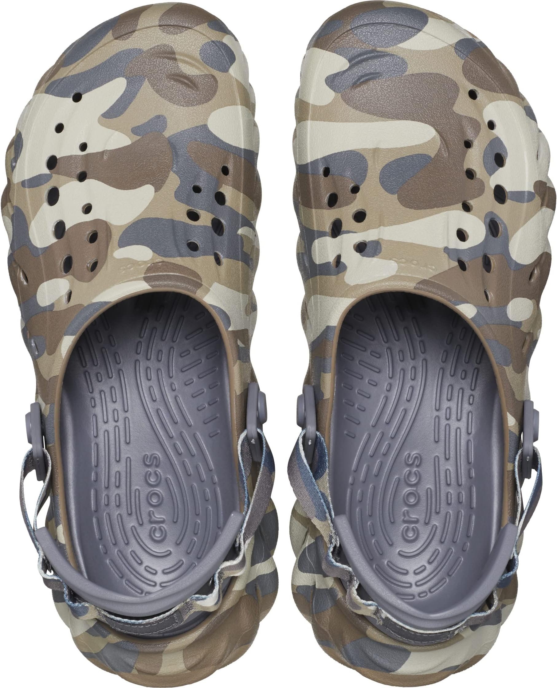 Echo Clog Crocs, Charcoal/Camo Redux