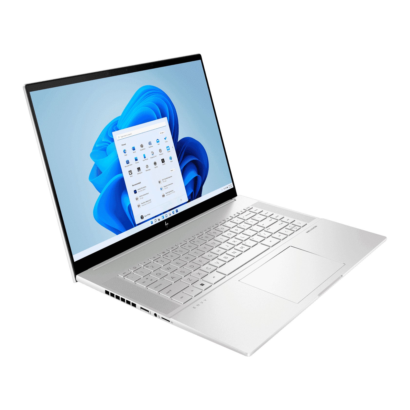 كمبيوتر محمول HP ENVY 16، مقاس 16 بوصة، بدقة 4K، و64 جيجابايت/1 تيرابايت، وCore i7-12700H، وبطاقة رسومات GeForce RTX 3060، ولوحة مفاتيح إنجليزية باللون الفضي