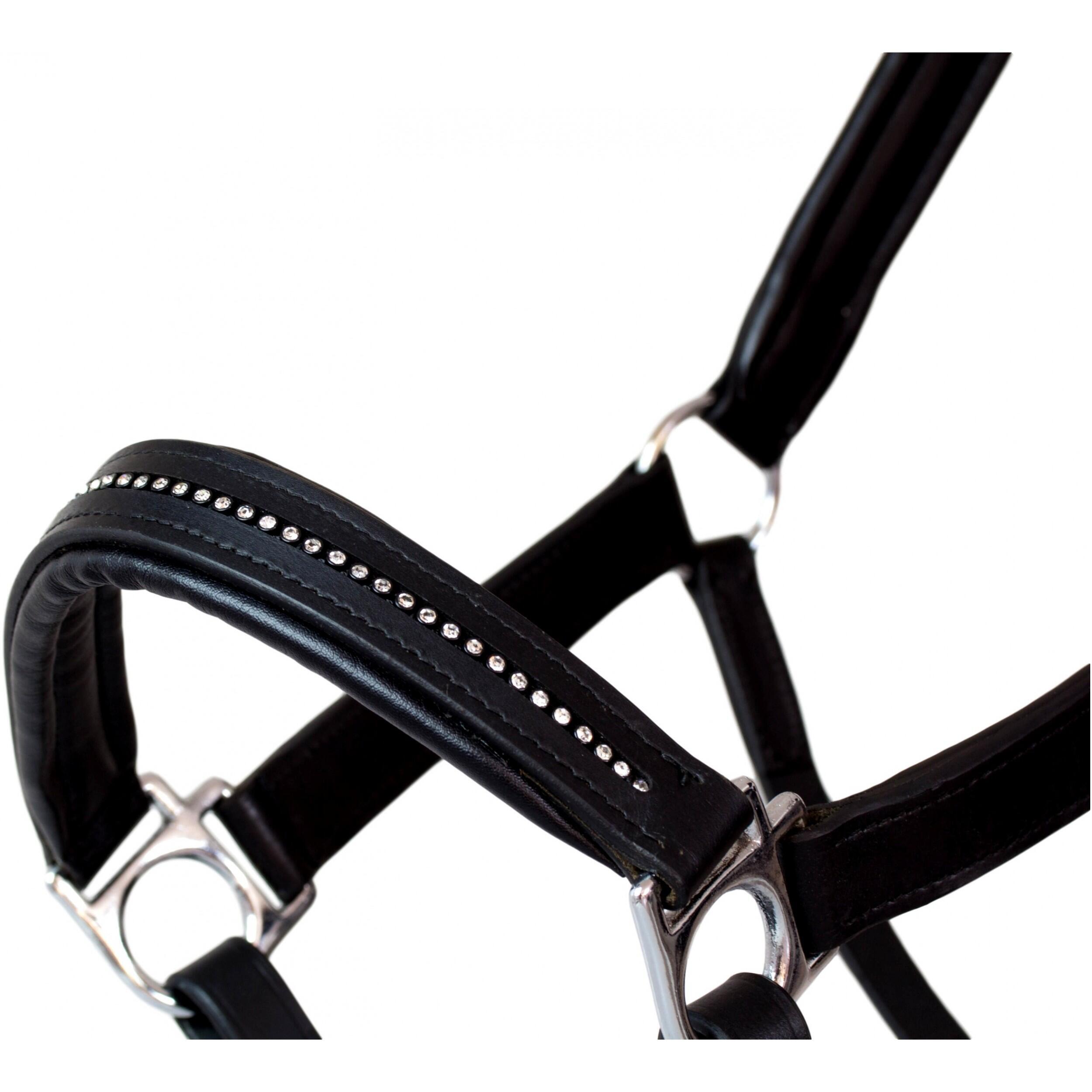 Marengos Diamond leather halter, black