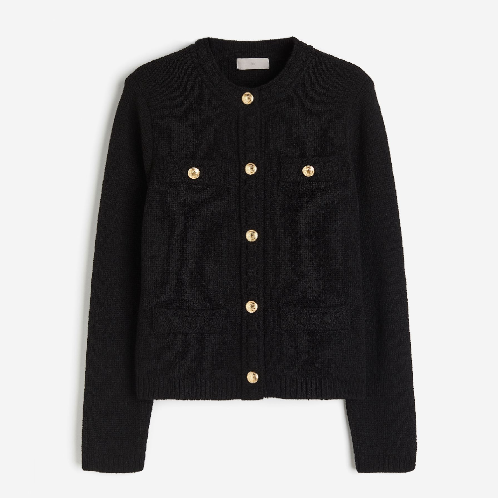 H&M Textured-knit cardigan, black