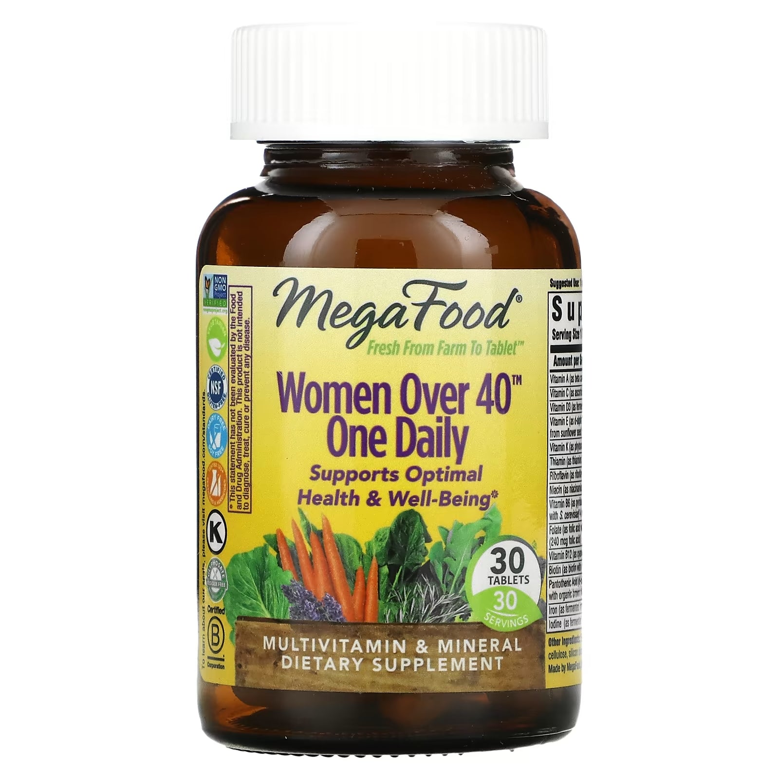 Multivitamin Dietary Supplement for Women MegaFood over 40 years old, 30 tablets