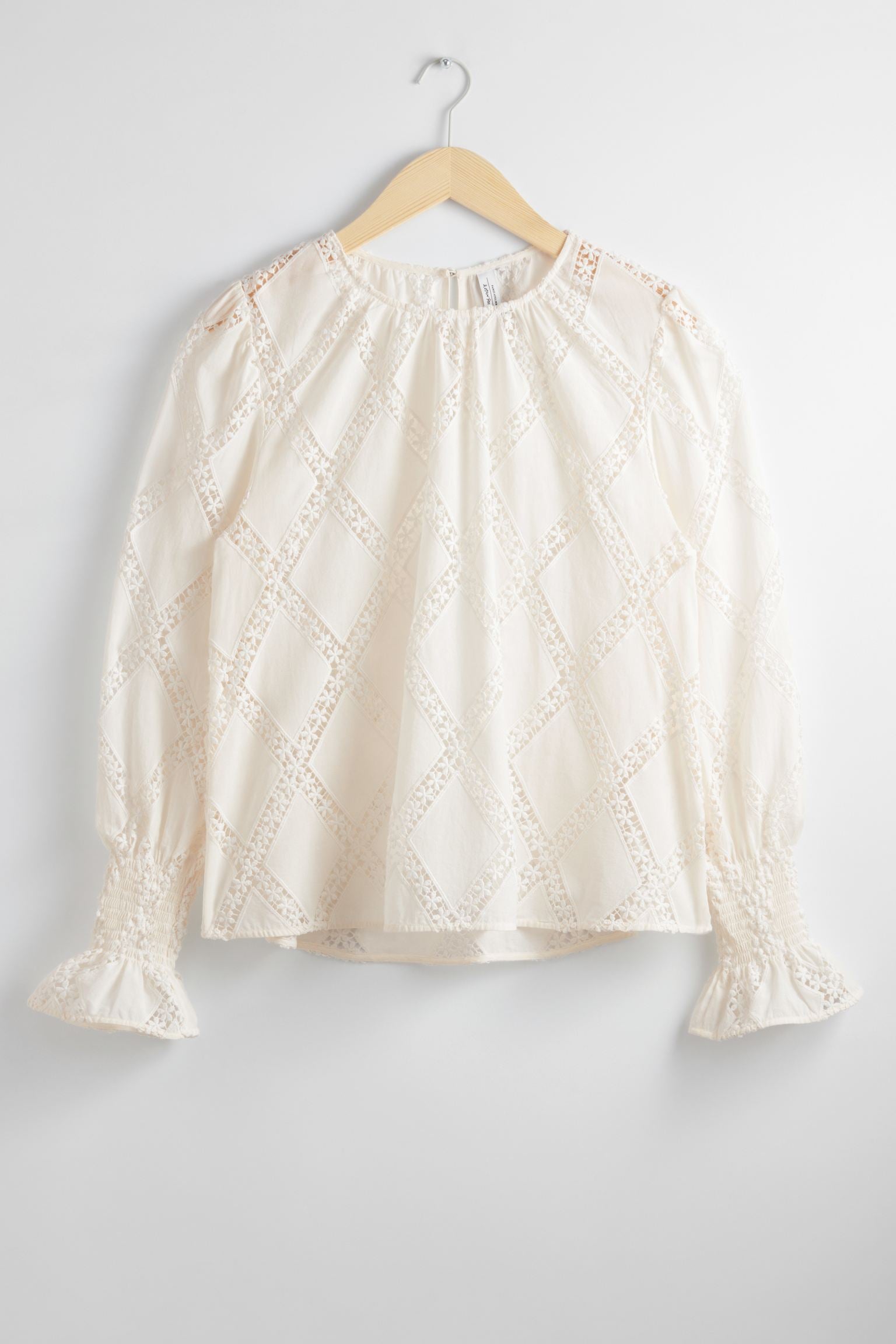 Blouse & Other Stories Embroidered With Gathered Cuffs, white