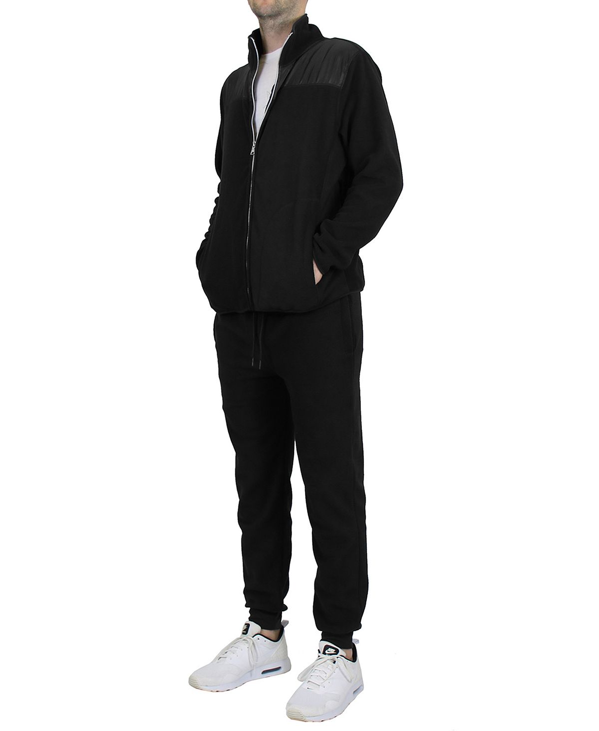 Men's polar fleece matching jogger sweater, 2-piece set Galaxy By Harvic, black