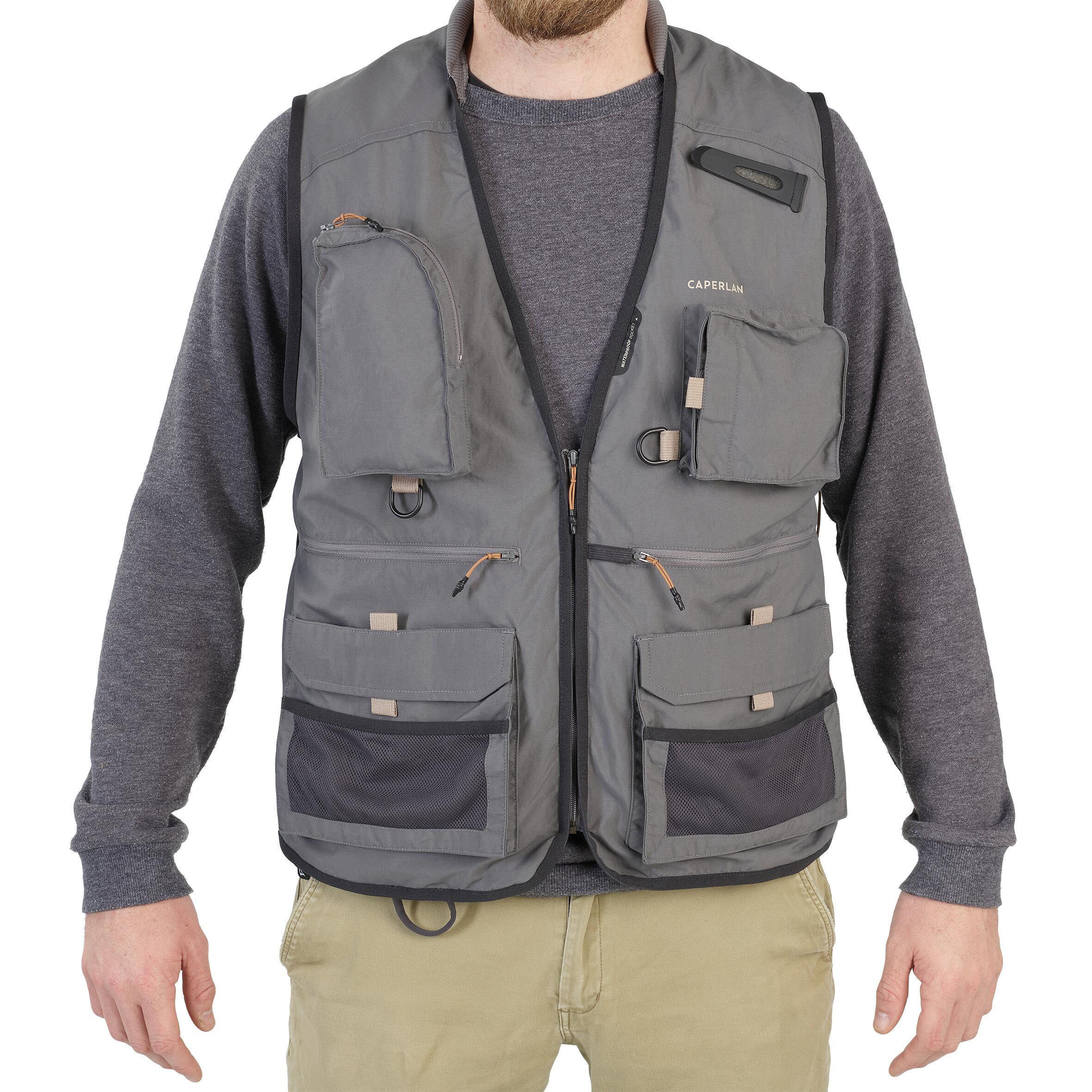 Fishing vest 500 gray CAPERLAN, gray granite