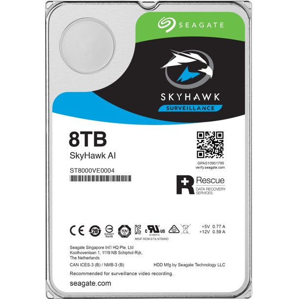 القرص الصلب Seagate SkyHawkAI سعة 8 تيرابايت مقاس 3.5 بوصة ST8000VE001