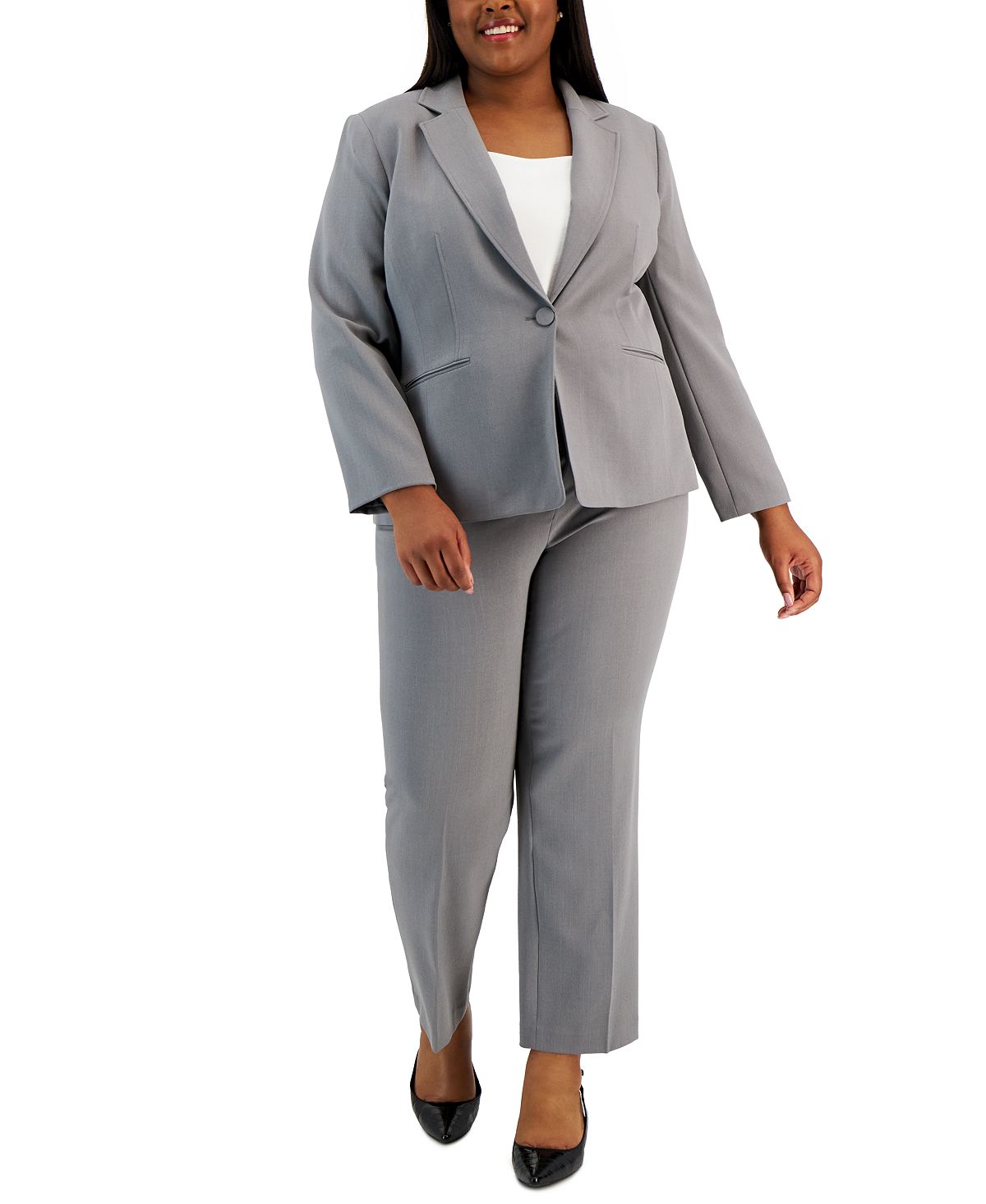 Le Suit Women's Notched Lapel Blazer Pantsuit