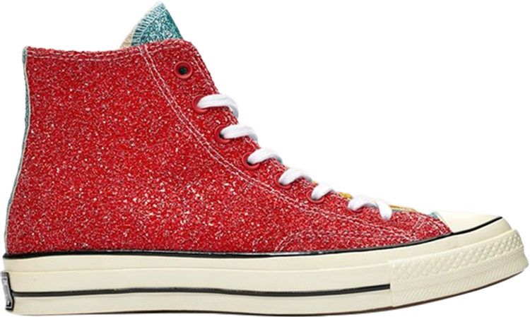 Converse JW Anderson x Chuck 70 Hi Glitter Pack Sneakers - Cherry Sulfur, Red