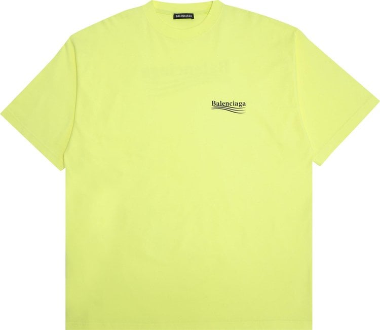 تي شيرت Balenciaga كبير الحجم بشعار "Fluo Yellow/Black"، أصفر