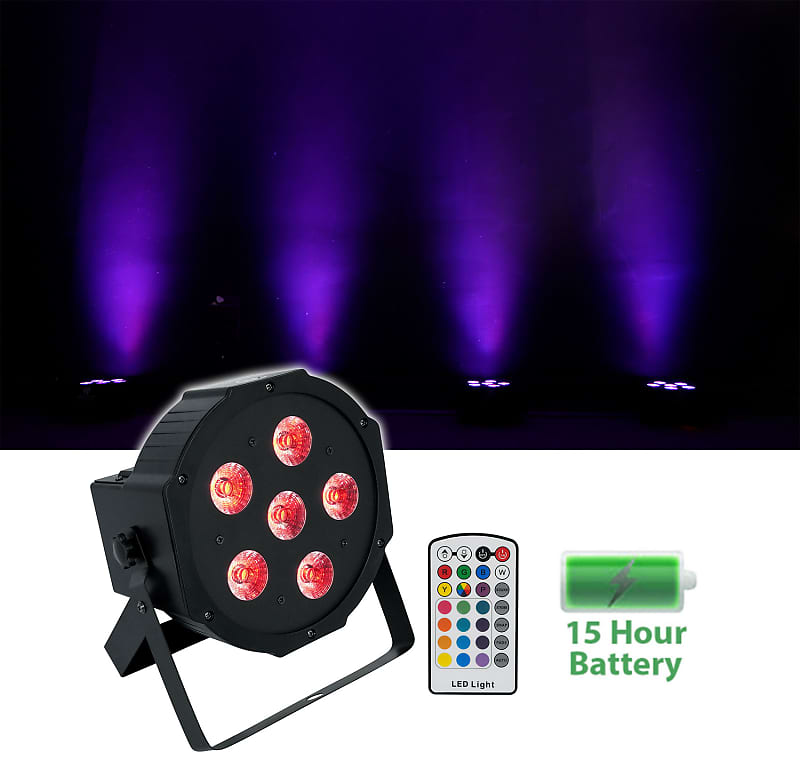 Rockville Battery PAR 6RF RGBWA + UV Wireless DMX Lights + Remotes Battery PAR 6RF