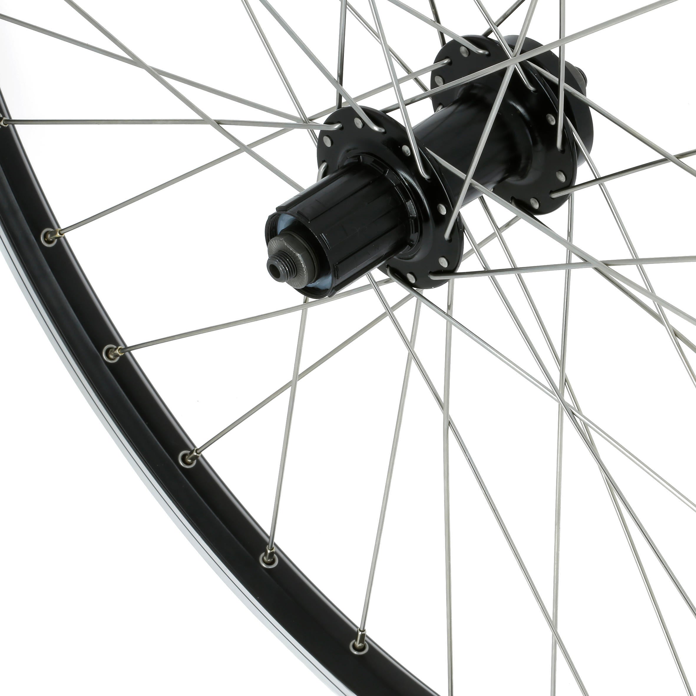 Hybrid bike rear wheel 26 inches with double rim and disc brake black Riverside