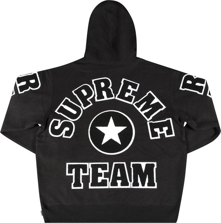 سويت شيرت Supreme Team Chenille بغطاء رأس "أسود"، أسود