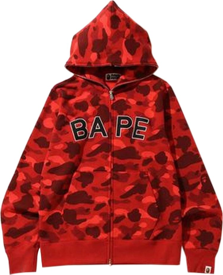 BAPE Color Camo Full Zip Hoodie 'Red', red