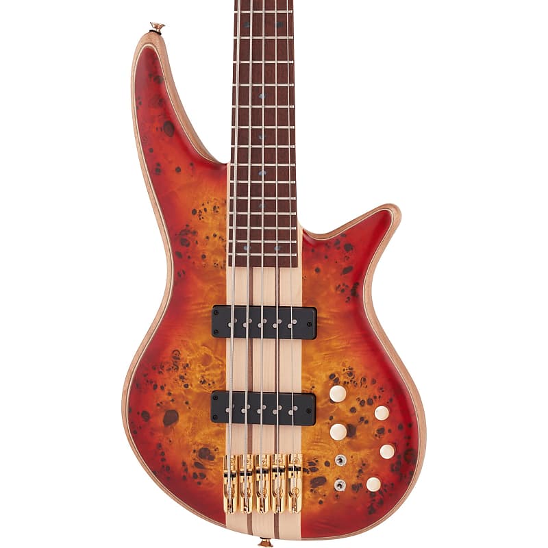 Jackson Pro Spectra Bass SB V Series Poplar Burl, Clear Cherry Burst 2919934515