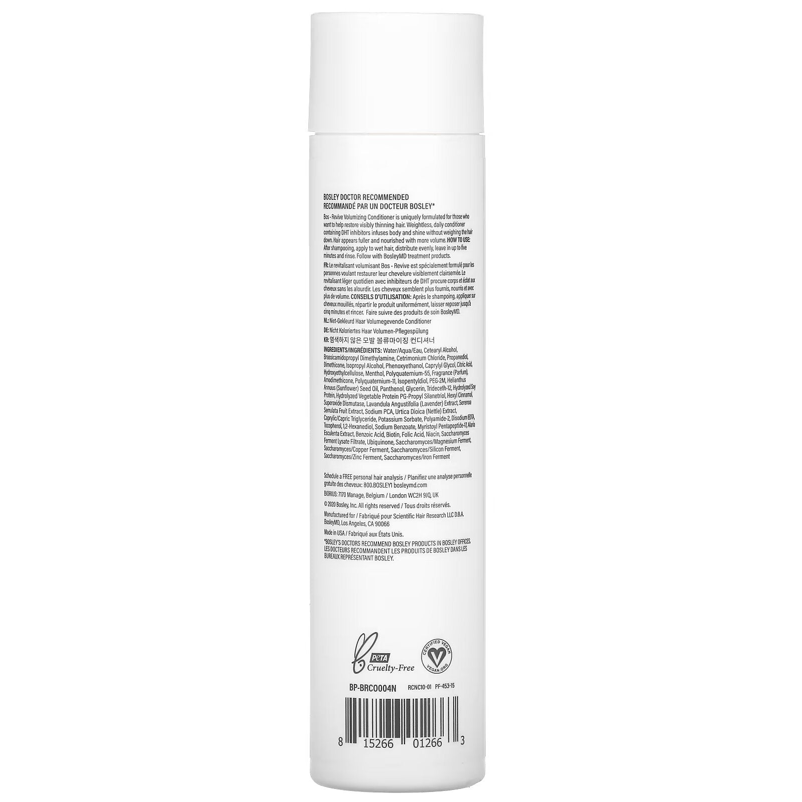 Bosley, Bos-Revive, Volumizing Conditioner, Step 2, For Uncolored Hair 300 ml (10.1 fl oz)