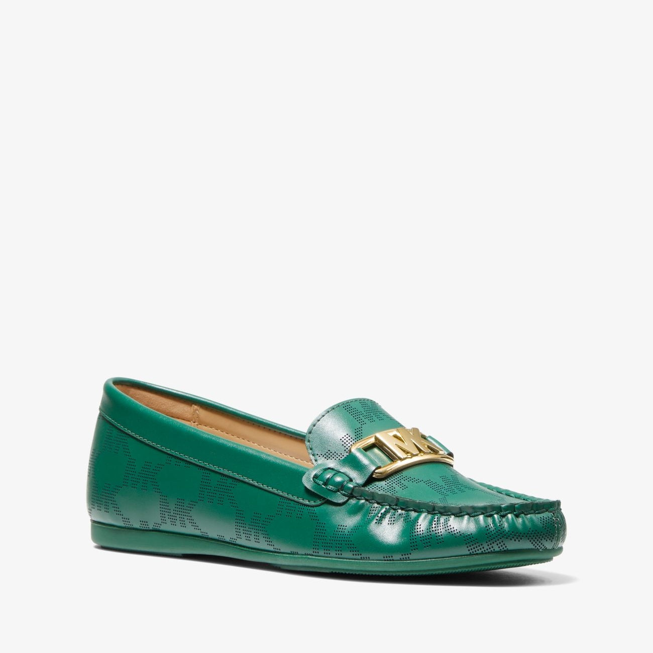 Michael Michael Kors Camila Logo Perforated Faux Leather Moccasins, Green