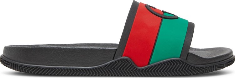 Gucci Slide Interlocking G Sandals - Black Red Green, Green