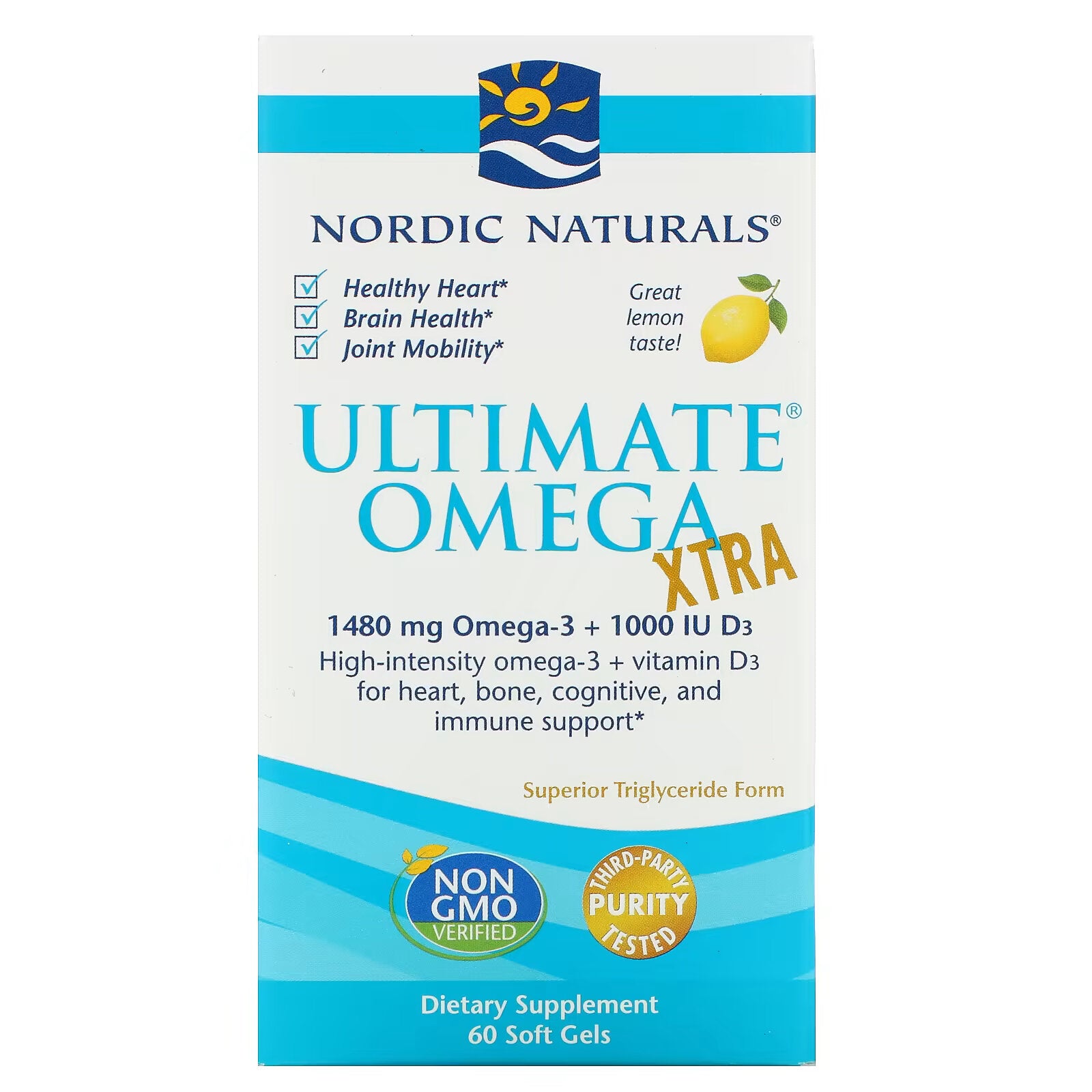 Nordic Naturals، Ultimate Omega Xtra، ليمون، 740 مجم، 60 كبسولة