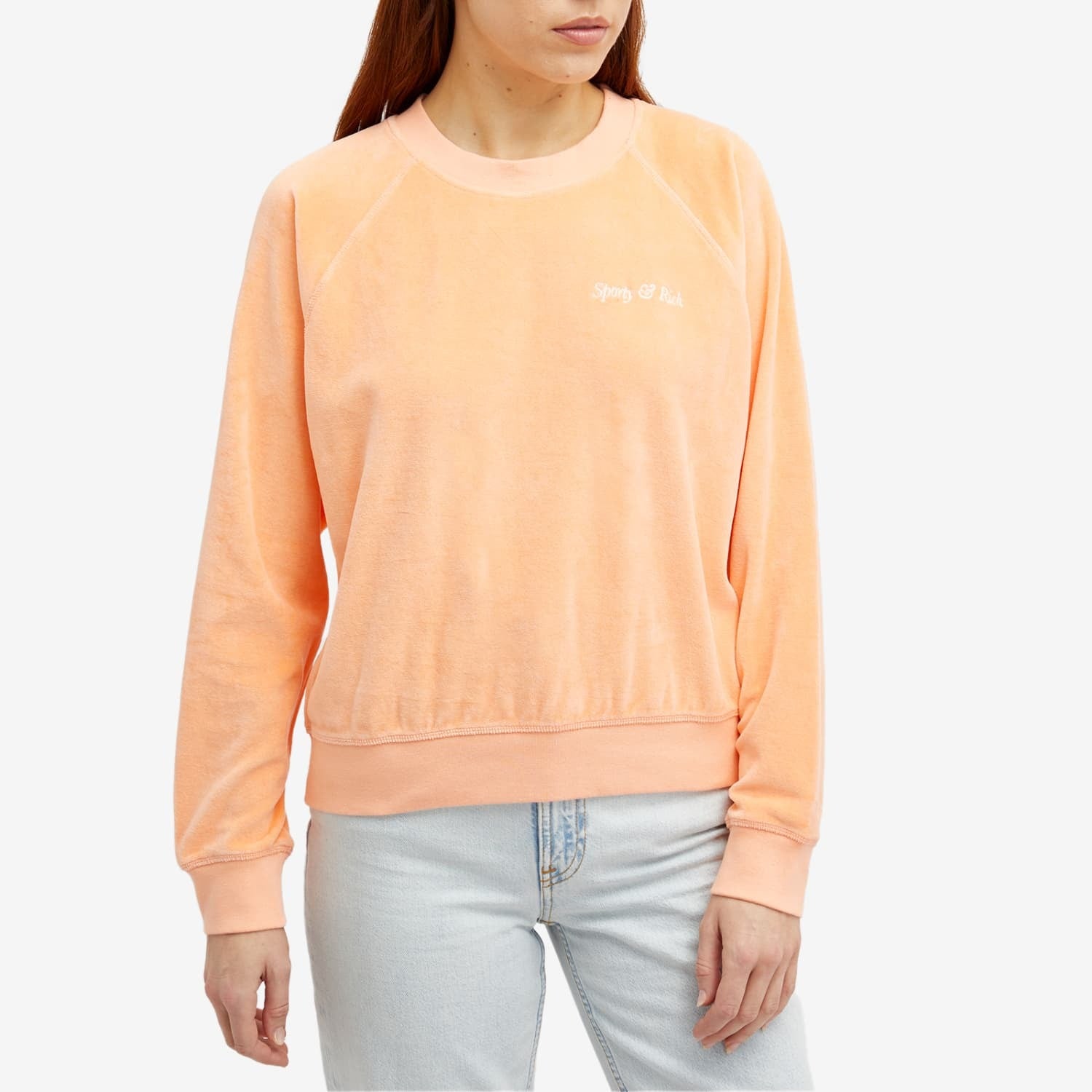 Sporty & Rich Italic Logo Raglan Sweatshirt, peach