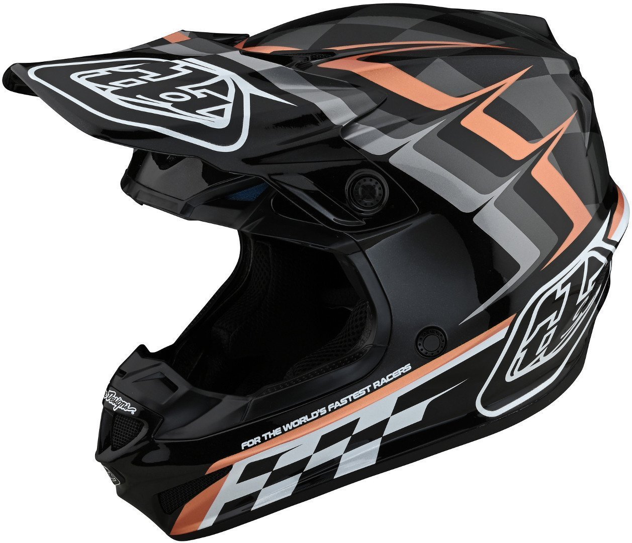 خوذة Troy Lee Designs SE4 Warped Polyacrylite MIPS Motocross، باللون الأسود