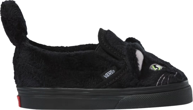 حذاء رياضي Vans Slip-On Velcro Toddler Cat، باللون الأسود