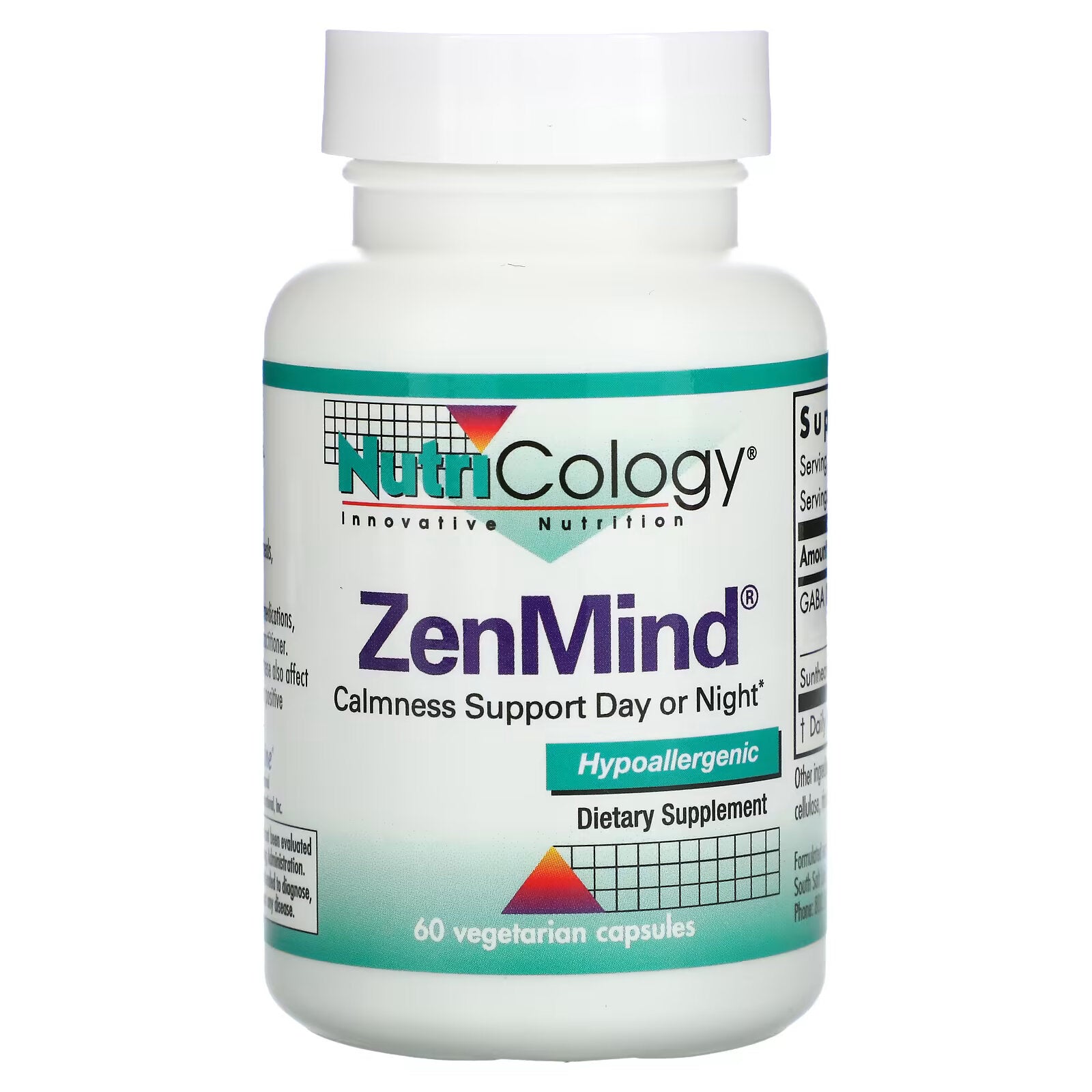 Nutricology, ZenMind Dietary Supplement, 60 Vegetable Capsules