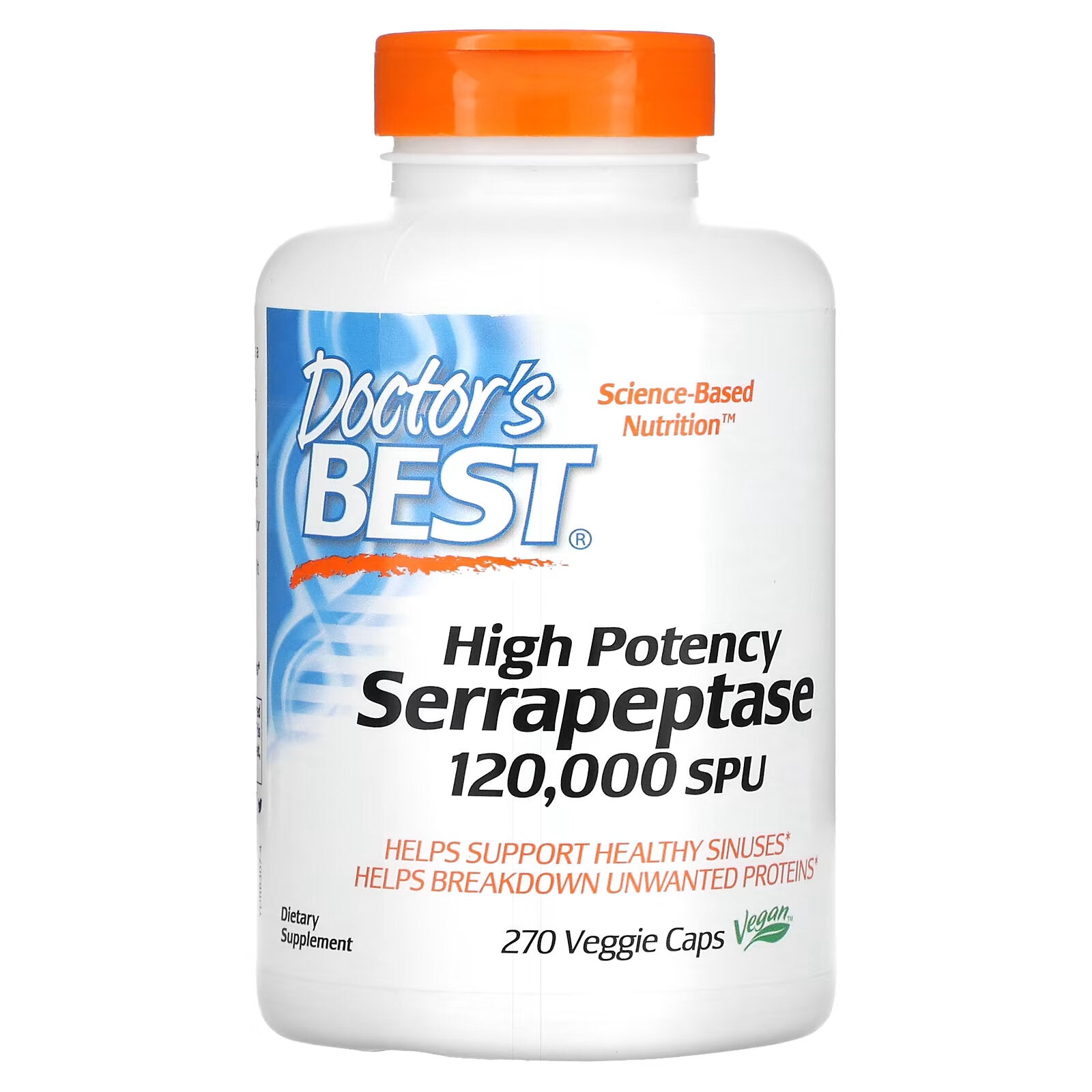 Doctor's Best, High Potency Serrapeptase, 120,000 SPU, 270 Vegetarian Capsules