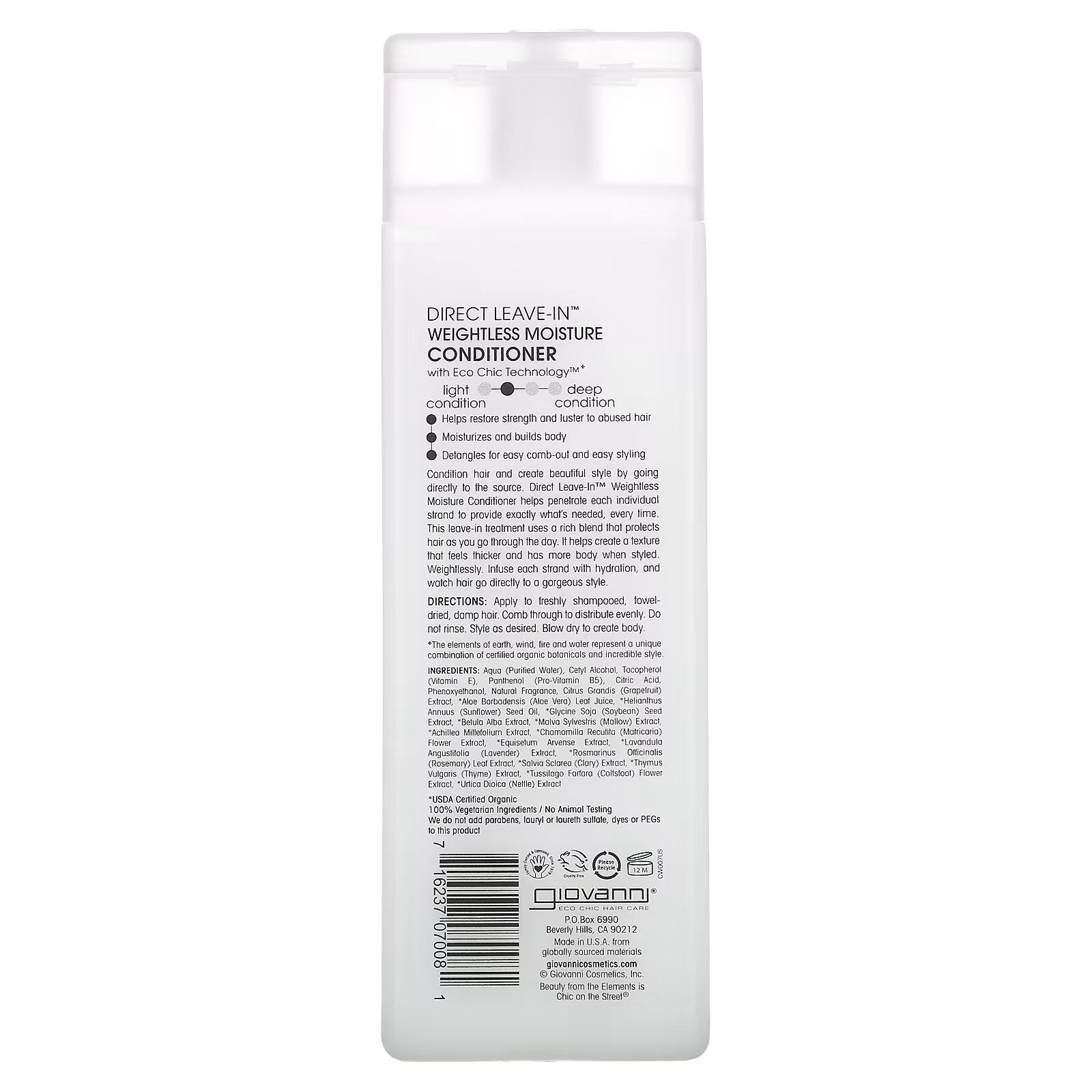 Giovanni, Direct Leave-In, leave-in weightless conditioner for hydrating hair for all hair types, 250 ml (8.5 fl oz)