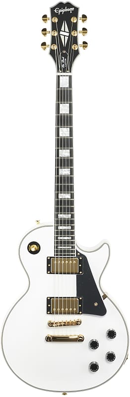 جيتار كهربائي مخصص من Epiphone Les Paul، لون أبيض جبال الألب، مع أجزاء ذهبية EILCAWGH1