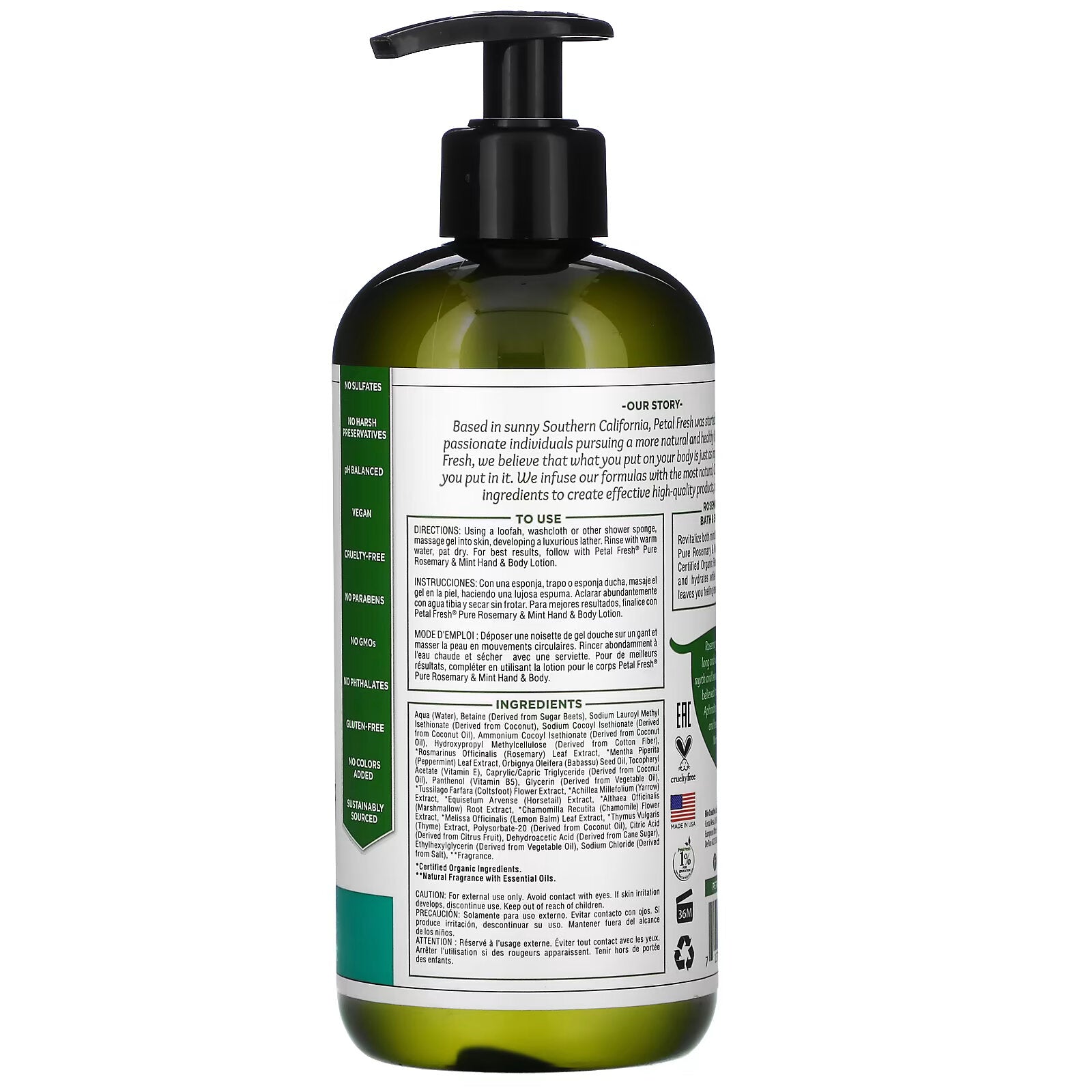 Petal Fresh, Pure, Invigorating Bath & Shower Gel, Rosemary & Mint, 16 fl oz (475 ml)