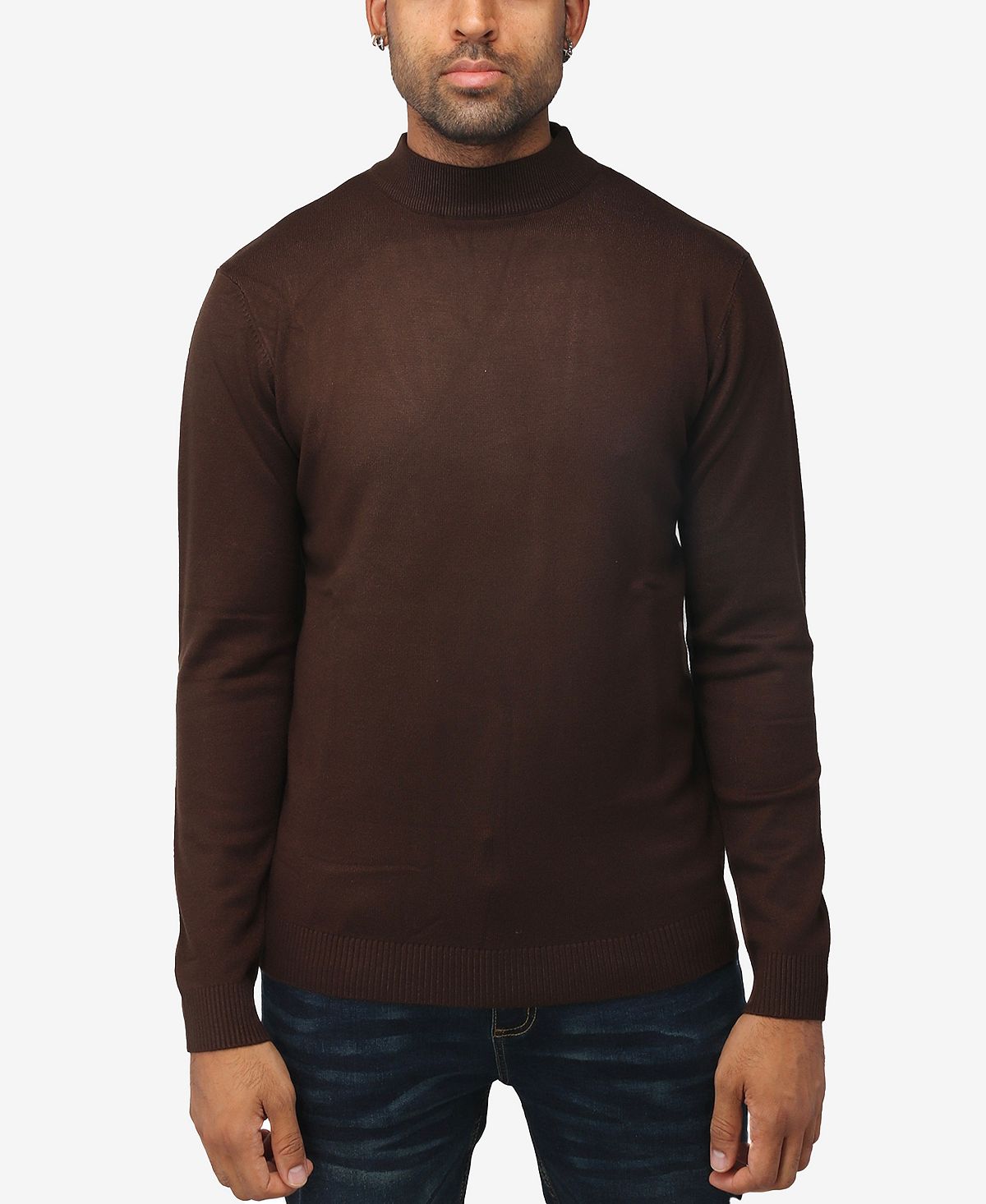 X-Ray Men's Basic Mid-Weight Stand-Neck Pullover dark brown