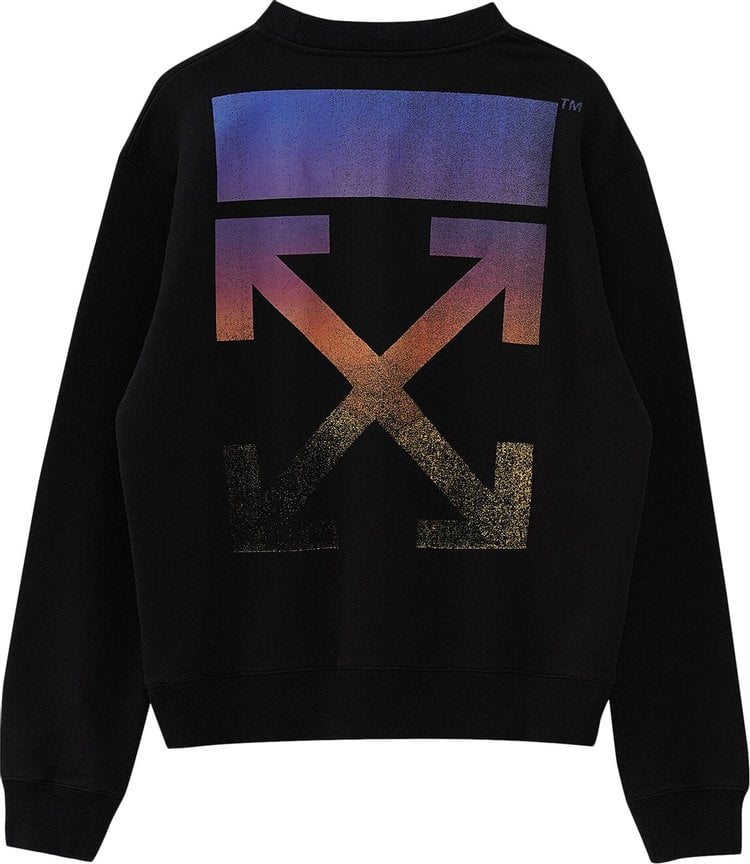 سويت شيرت Off-White Degrade Arrow Slim Crewneck 'Black/Multicolor'، أسود