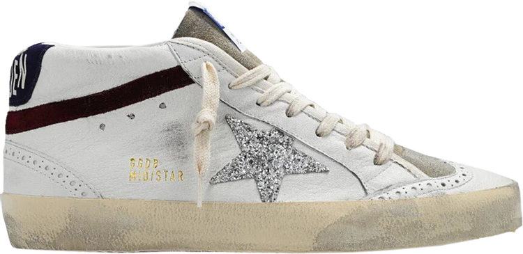 حذاء رياضي Golden Goose Wmns Mid Star White Silver Glitter، أبيض