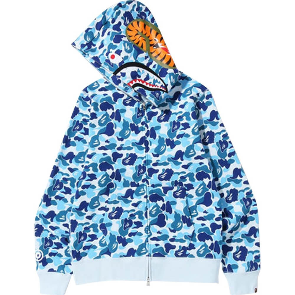 سويت شيرت بسحاب كامل من BAPE ABC Camo Shark، باللون الأزرق