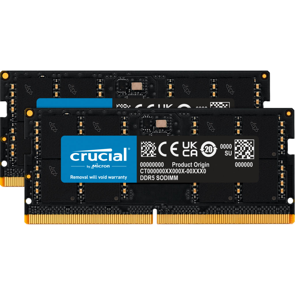 Crucial Memory 64GB (2x32GB), 5200MHz, DDR5, CT2K32G52C42S5, Black