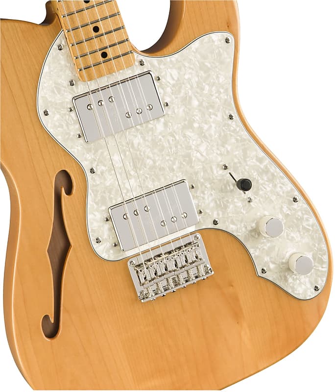 جيتار كهربائي Squier Classic Vibe '70s Telecaster Thinline بعنق من خشب القيقب، مع هيكل طبيعي