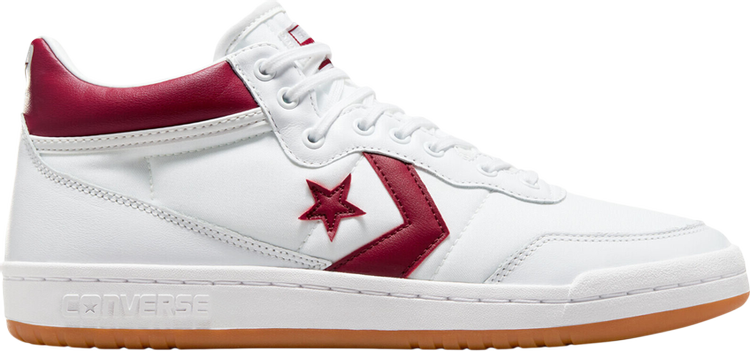 Converse Fastbreak Pro Leather Mid White Team Red Gum Sneakers, white