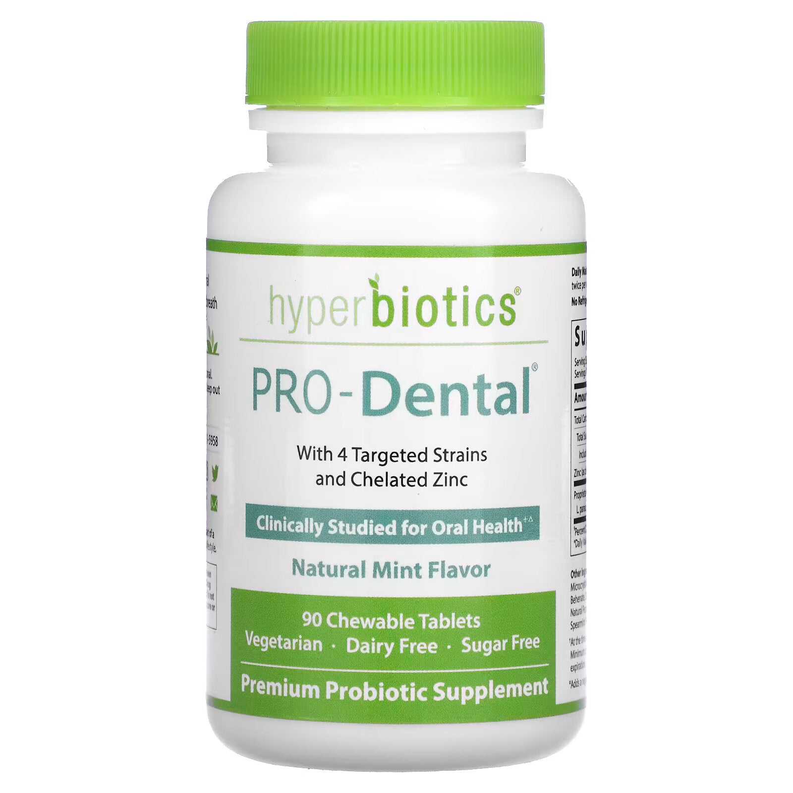 Hyperbiotics, PRO-Dental, oral health supplement with natural mint flavor, 90 chewable tablets