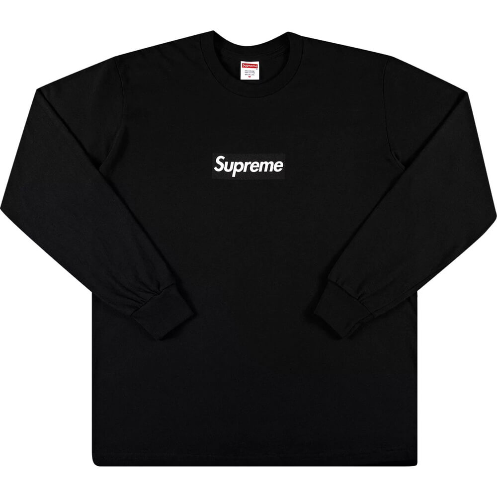 شعار Supreme Box بأكمام طويلة، أسود